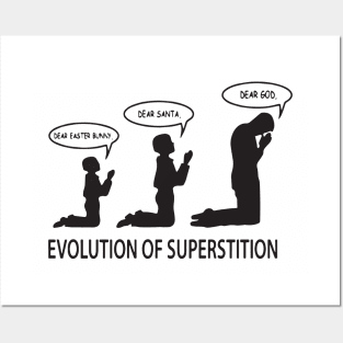 Superstition Evolution Mens Funny Atheist T Shirts Posters and Art